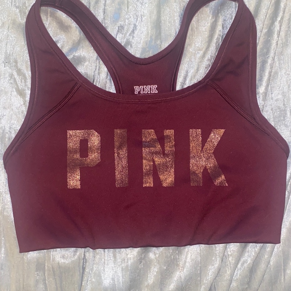 maroon and gold vs pink sports bra